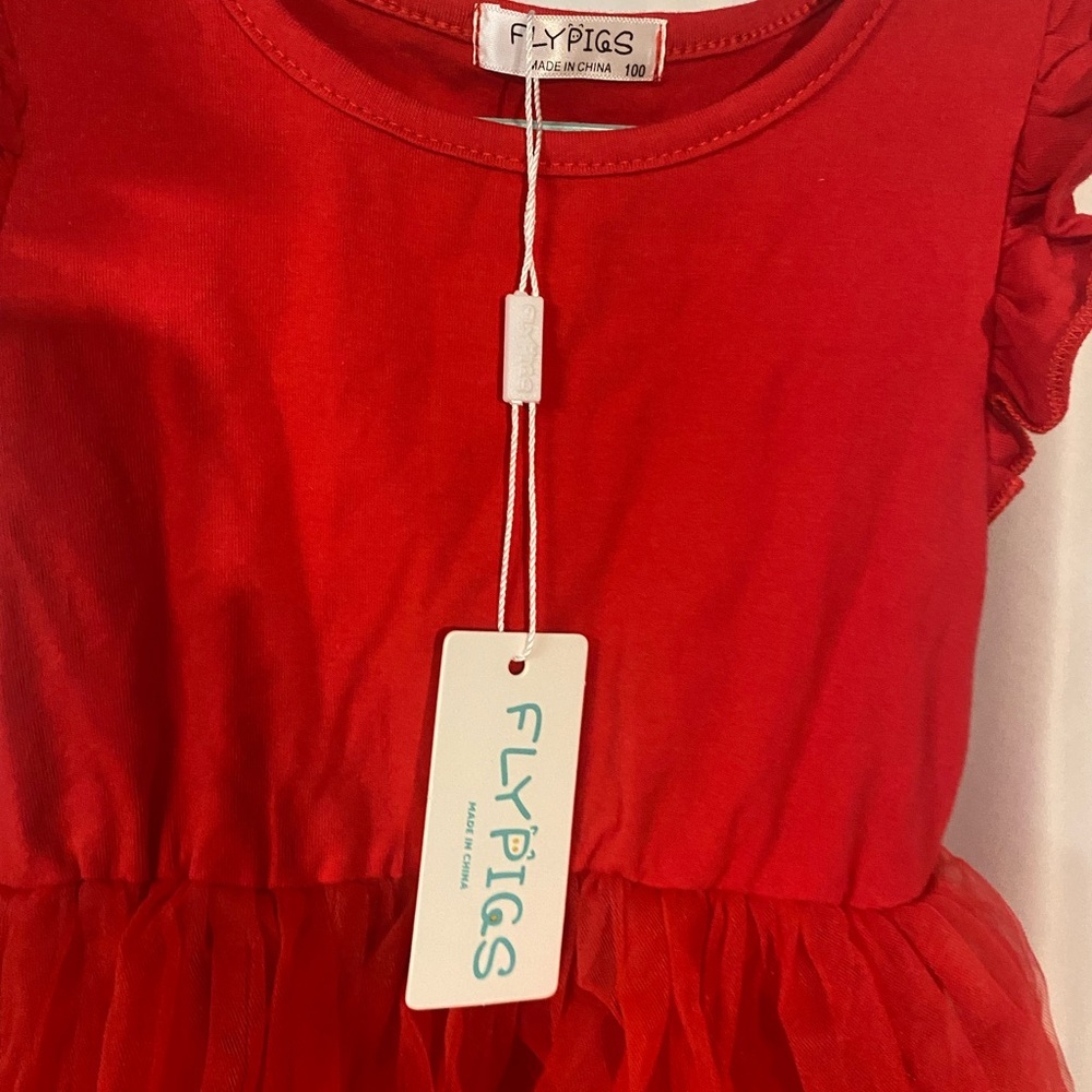 Red Ruffled Tulle Dress - Picture 3 of 3
